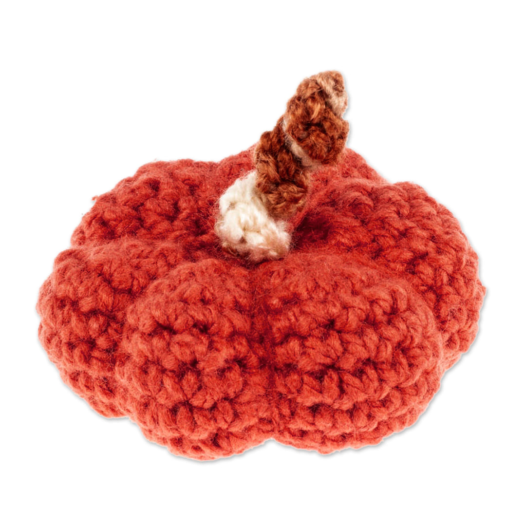 Halloween Pumpkin Crocheted Decorative Accent in Red Hue - Cute Pumpkin