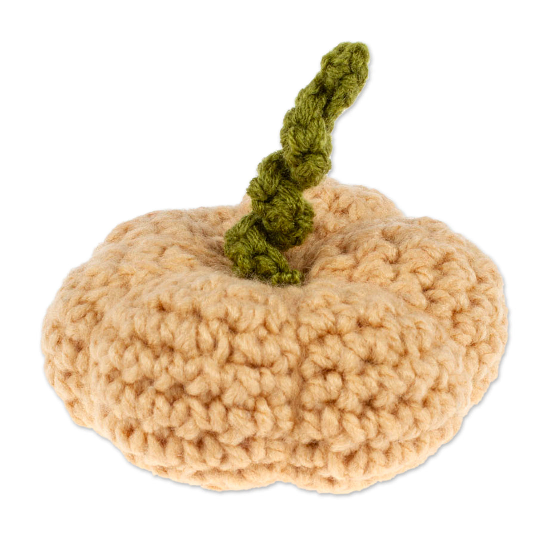 Crocheted Halloween Pumpkin Home Accent in Beige Shade - Cute Beige Pumpkin
