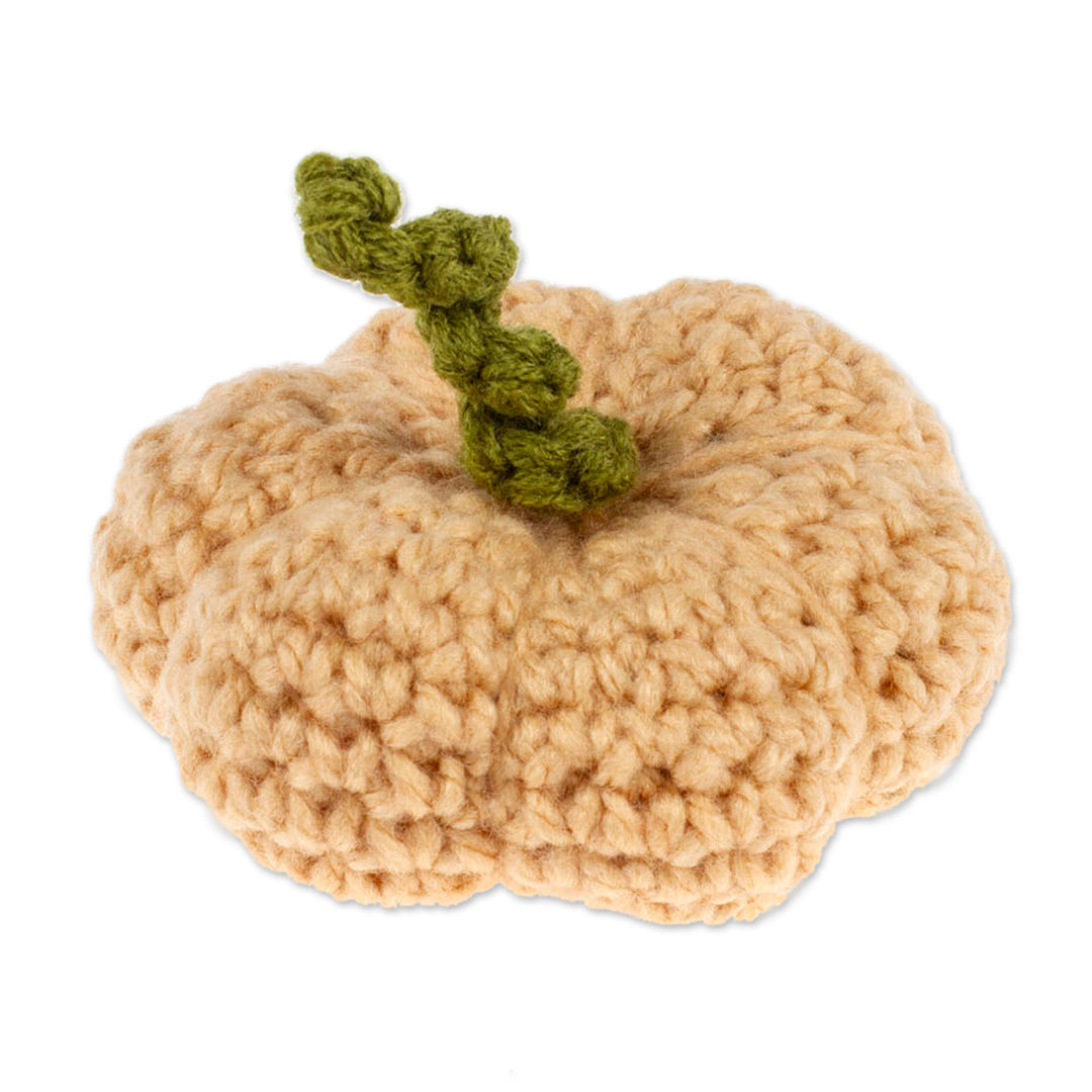 Crocheted Halloween Pumpkin Home Accent in Beige Shade - Cute Beige Pumpkin