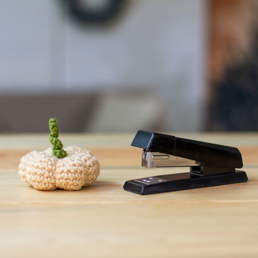 Crocheted Halloween Pumpkin Home Accent in Beige Shade - Cute Beige Pumpkin