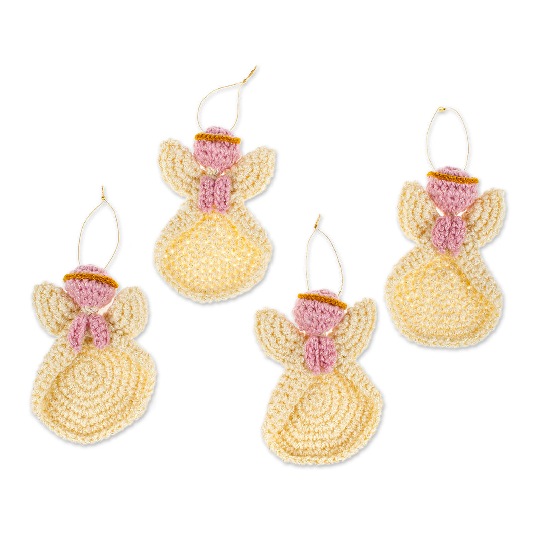 Set of Four Angel-Themed Crocheted Holiday Ornaments - Sweetest Angels