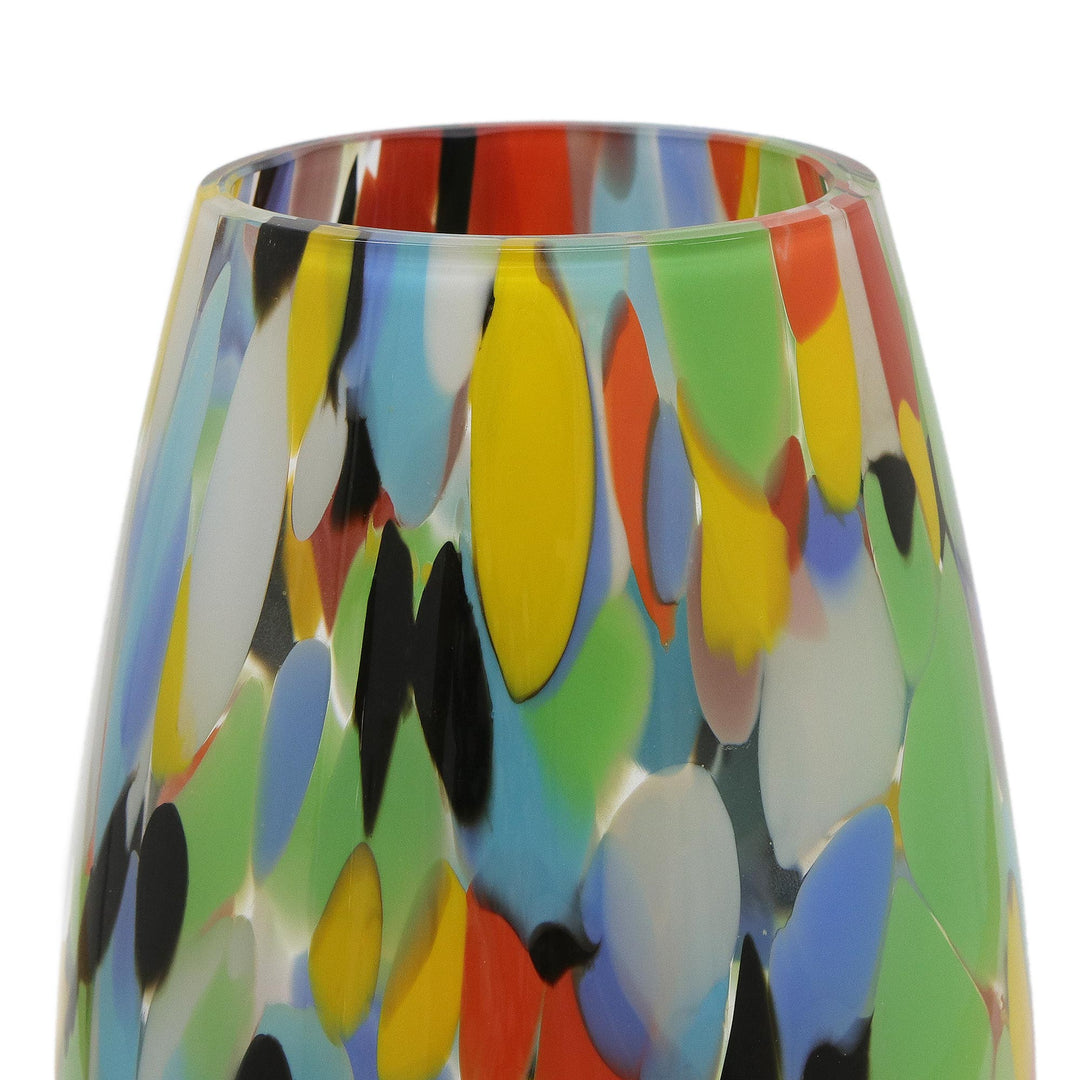 Unique Murano Inspired Glass Vase (9 inch) - Carnival Confetti