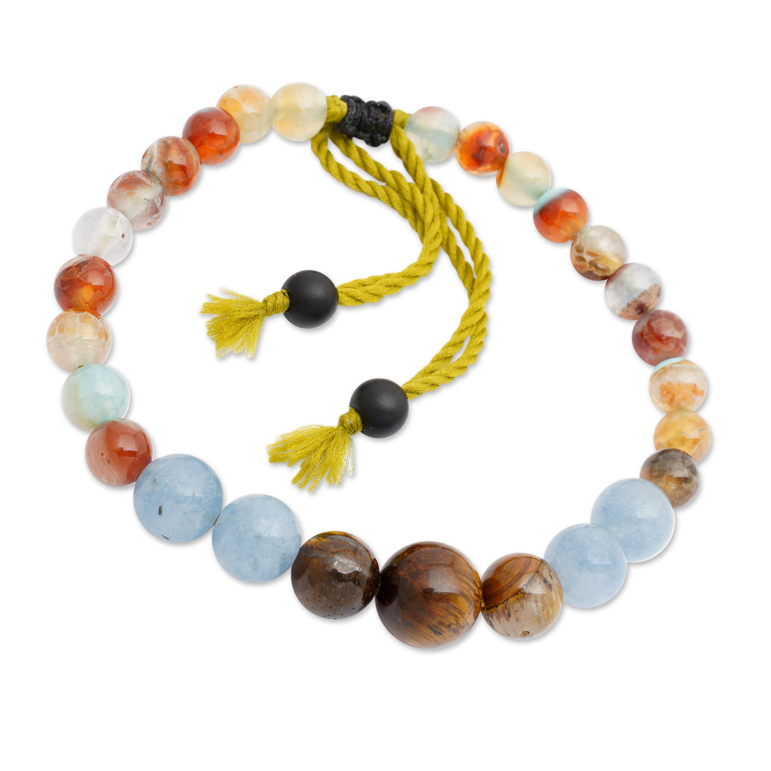 Handmade Multi-Gemstone Beaded Bracelet with Sliding Knot - Shades of Earth