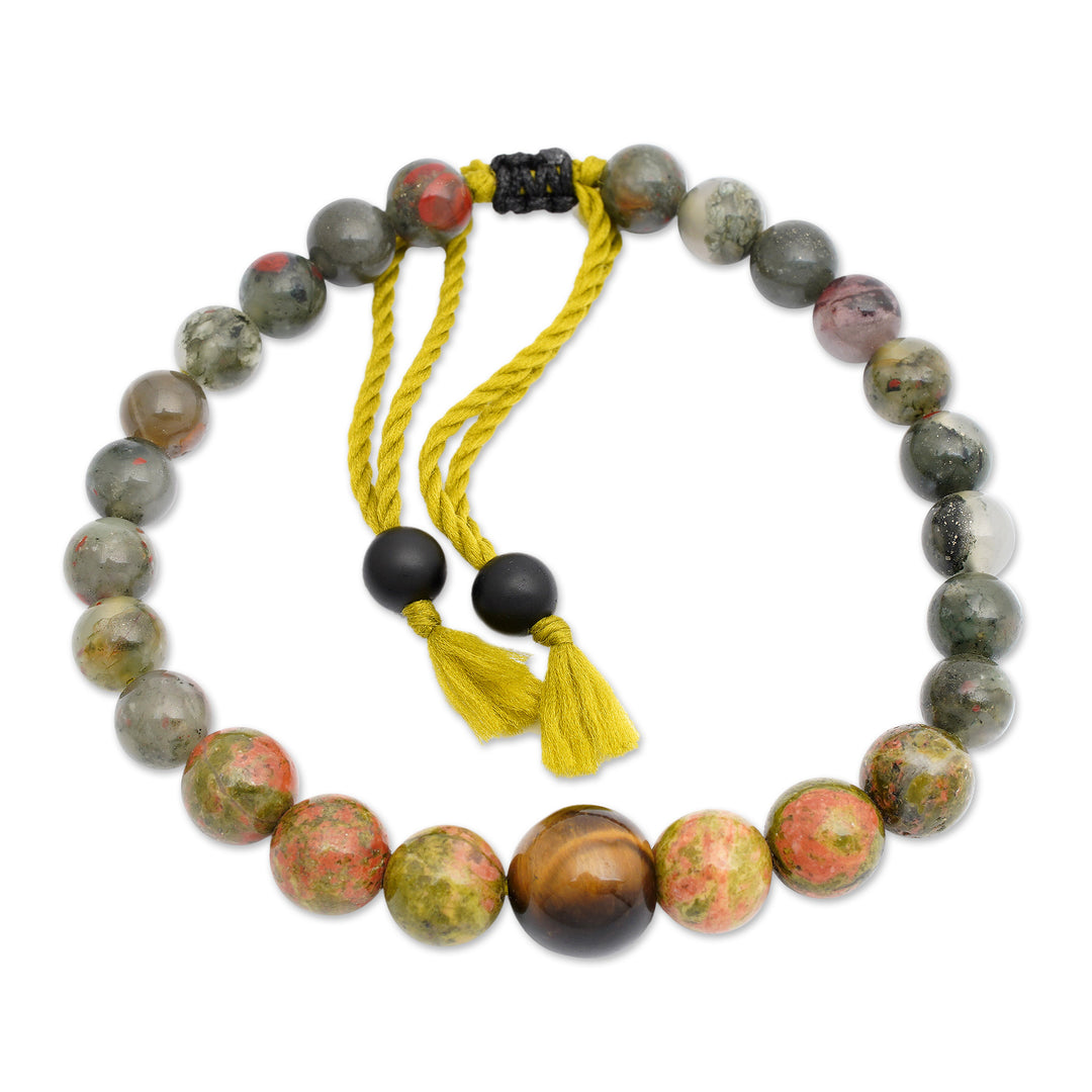 Inspirational Multi-Gemstone Beaded Bracelet Made in Bali - Calm Energy