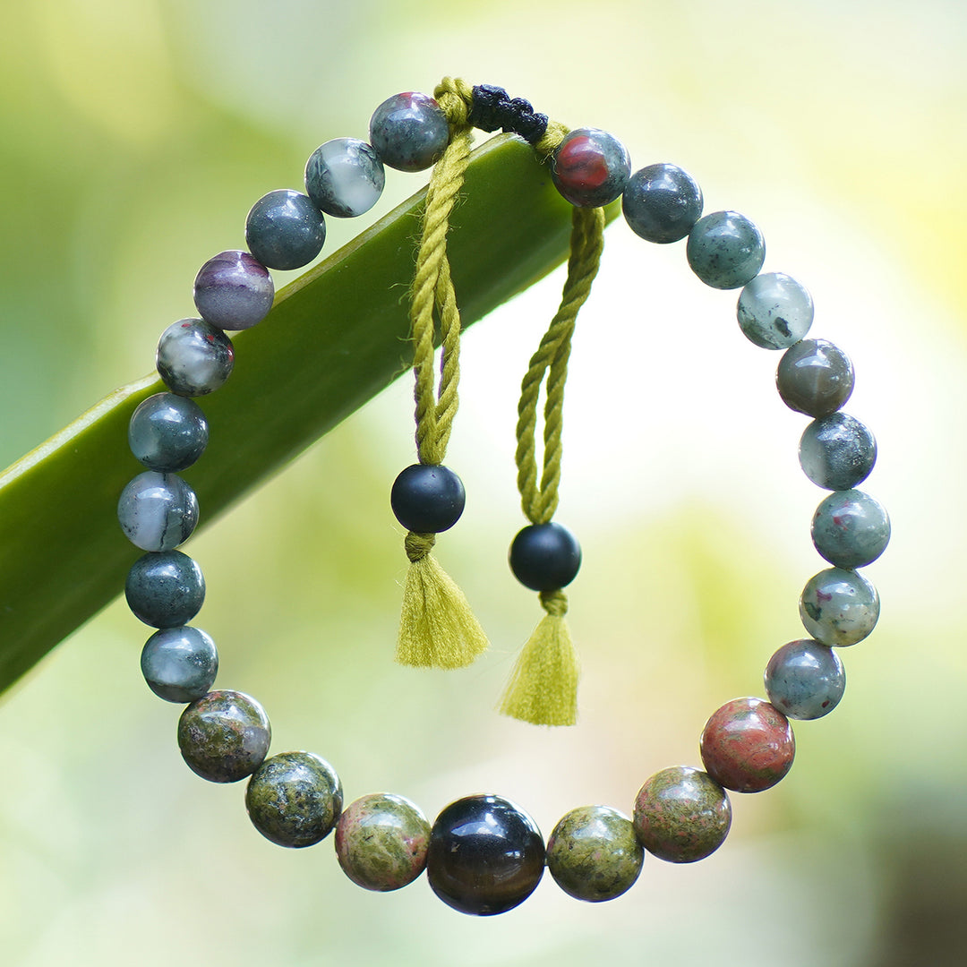 Inspirational Multi-Gemstone Beaded Bracelet Made in Bali - Calm Energy