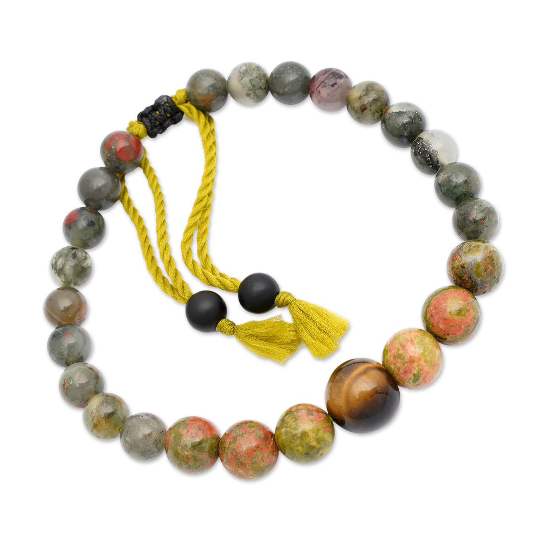 Inspirational Multi-Gemstone Beaded Bracelet Made in Bali - Calm Energy