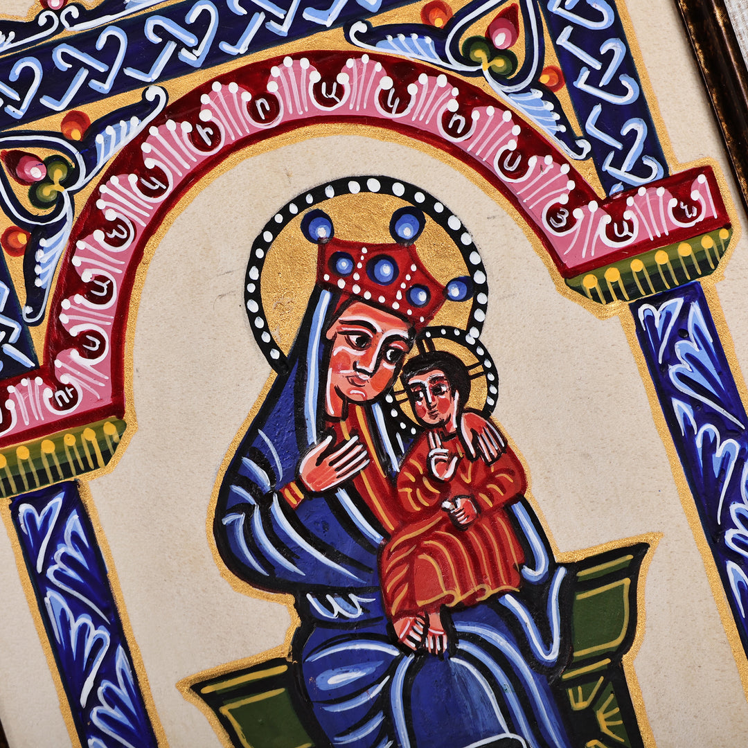 Armenian-Inspired Virgin Mary and Jesus Acrylic Painting - Virgin Mary Breastfeeding