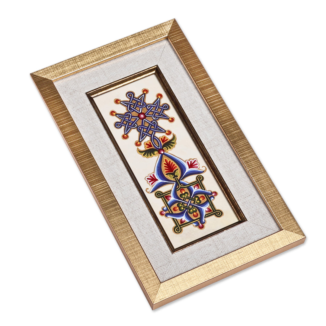 Traditional Armenian-Made Khachkar Cross Acrylic Painting - The Cross