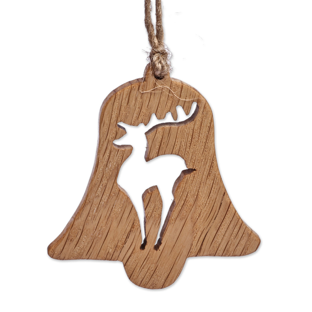 Christmas-Inspired 4-Piece Beech Wood Deer Ornament Set - Deer Melodies