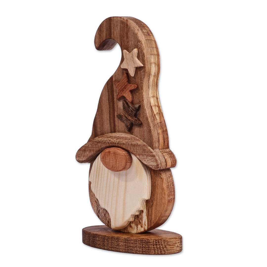 Artisan-Made Wood Starry Gnome Sculpture Made in Armenia - Enchanted Gnome