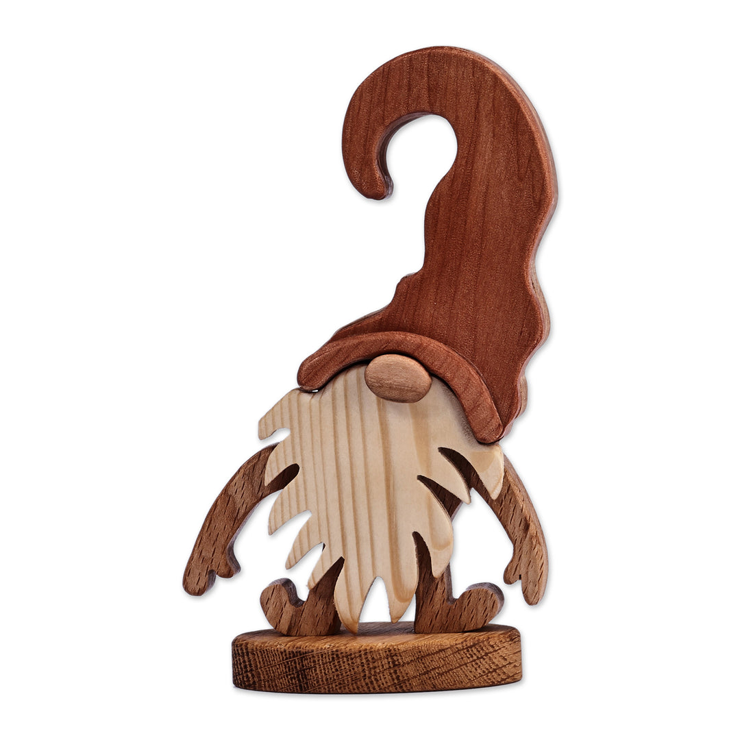 Fair Trade Traditional Wood Gnome Sculpture in Brown Hues - Fiery Gnome