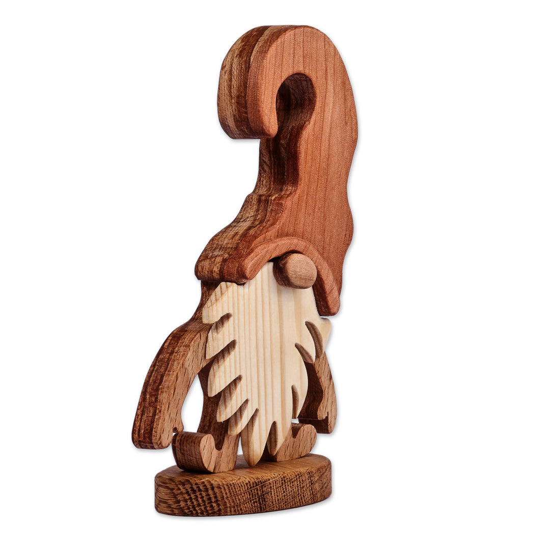 Fair Trade Traditional Wood Gnome Sculpture in Brown Hues - Fiery Gnome