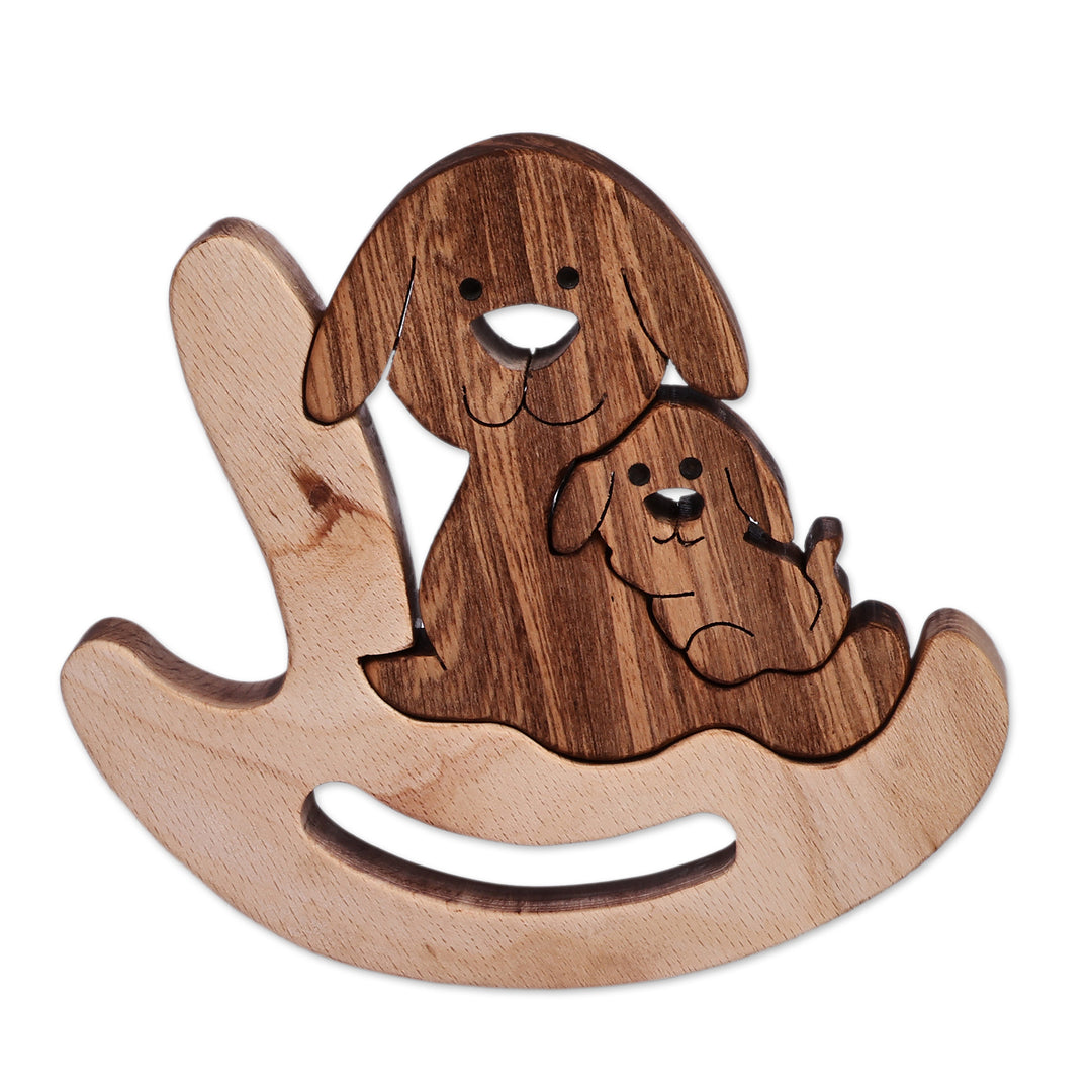 Armenian Handmade Dog-Themed 3-Piece Wood Puzzle Sculpture - Nesting Paws