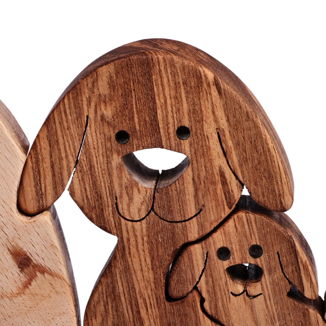 Armenian Handmade Dog-Themed 3-Piece Wood Puzzle Sculpture - Nesting Paws
