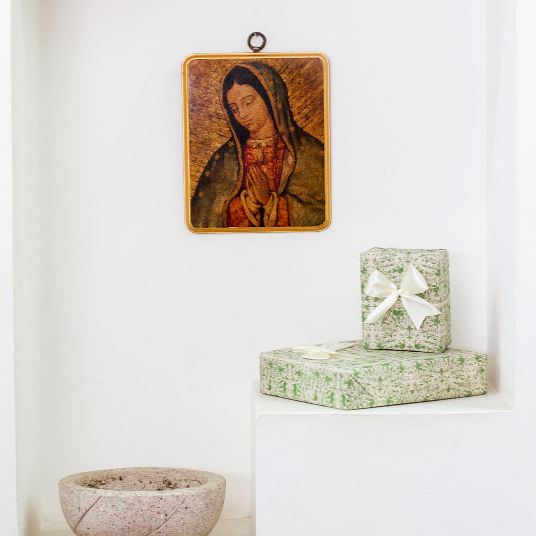 Handmade Traditional Our Lady of Guadalupe Decoupage Plaque - Miraculous Guadalupe