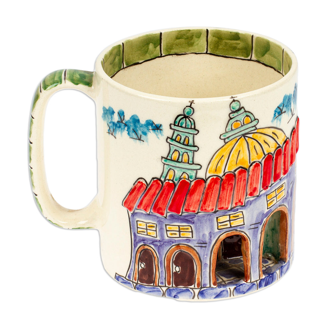 Mexican Arches Ceramic Decorative Mug with Basalt Saucer - Mexican Arches