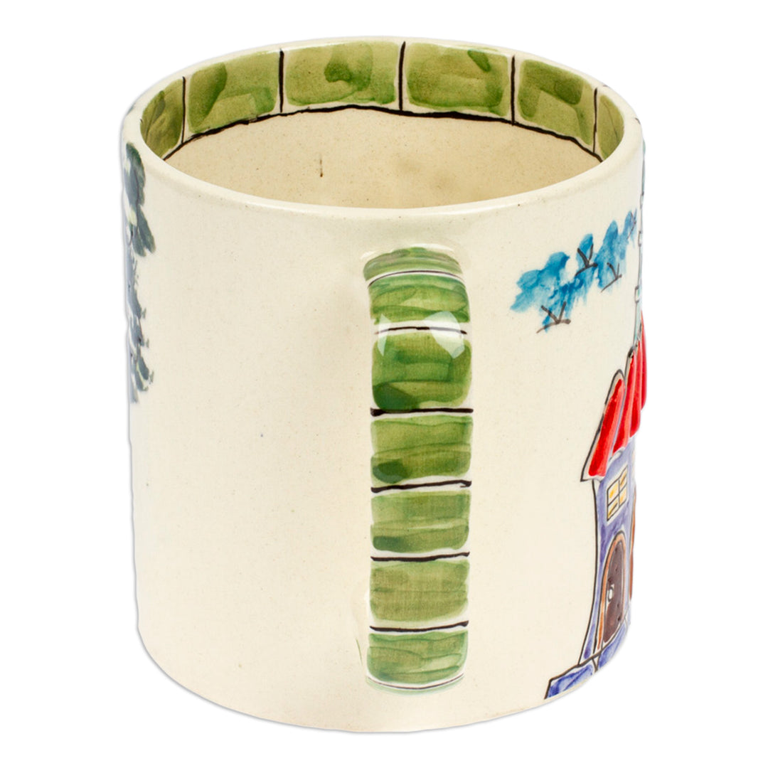 Mexican Arches Ceramic Decorative Mug with Basalt Saucer - Mexican Arches