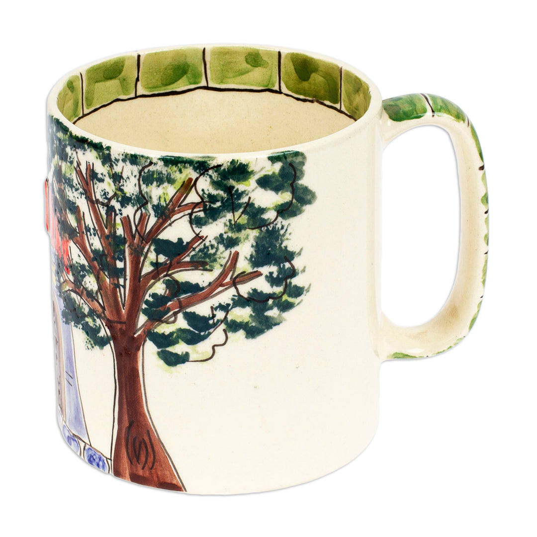 Mexican Arches Ceramic Decorative Mug with Basalt Saucer - Mexican Arches