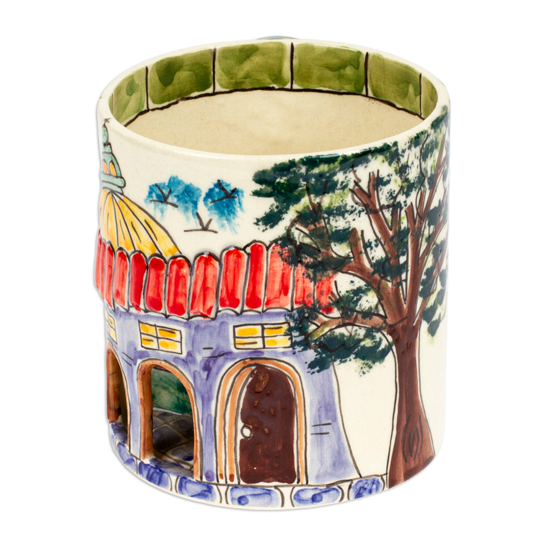 Mexican Arches Ceramic Decorative Mug with Basalt Saucer - Mexican Arches