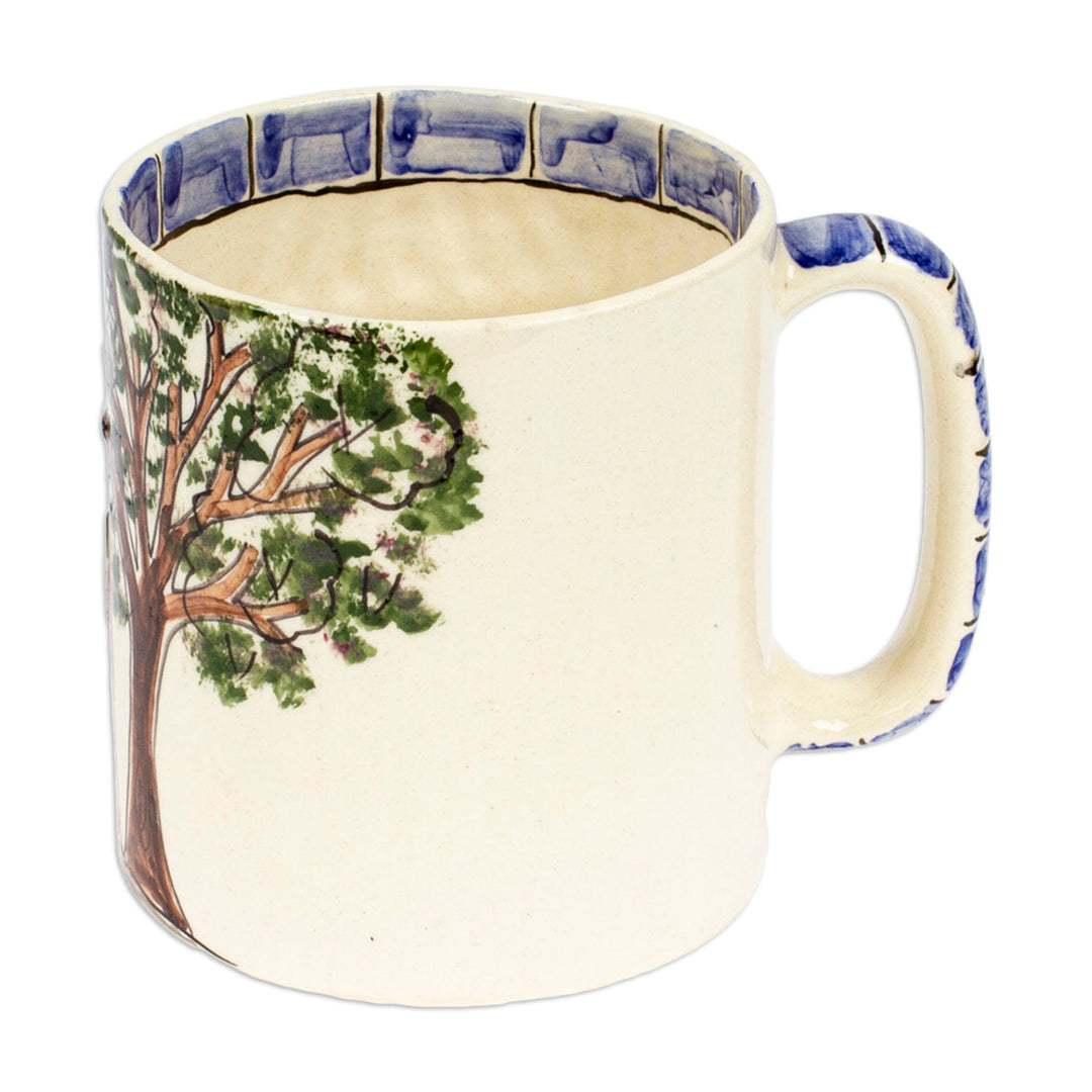 Ceramic Mexican Houses Decorative Mug with Basalt Saucer - Mexican Houses
