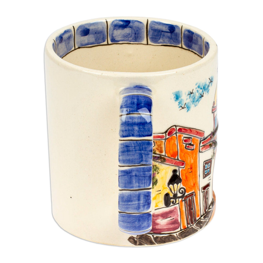 Ceramic Mexican Church Decorative Mug with Basalt Saucer - Mexican Cathedral