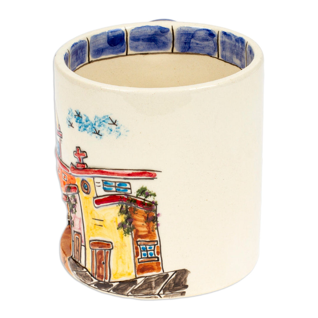 Ceramic Mexican Church Decorative Mug with Basalt Saucer - Mexican Cathedral