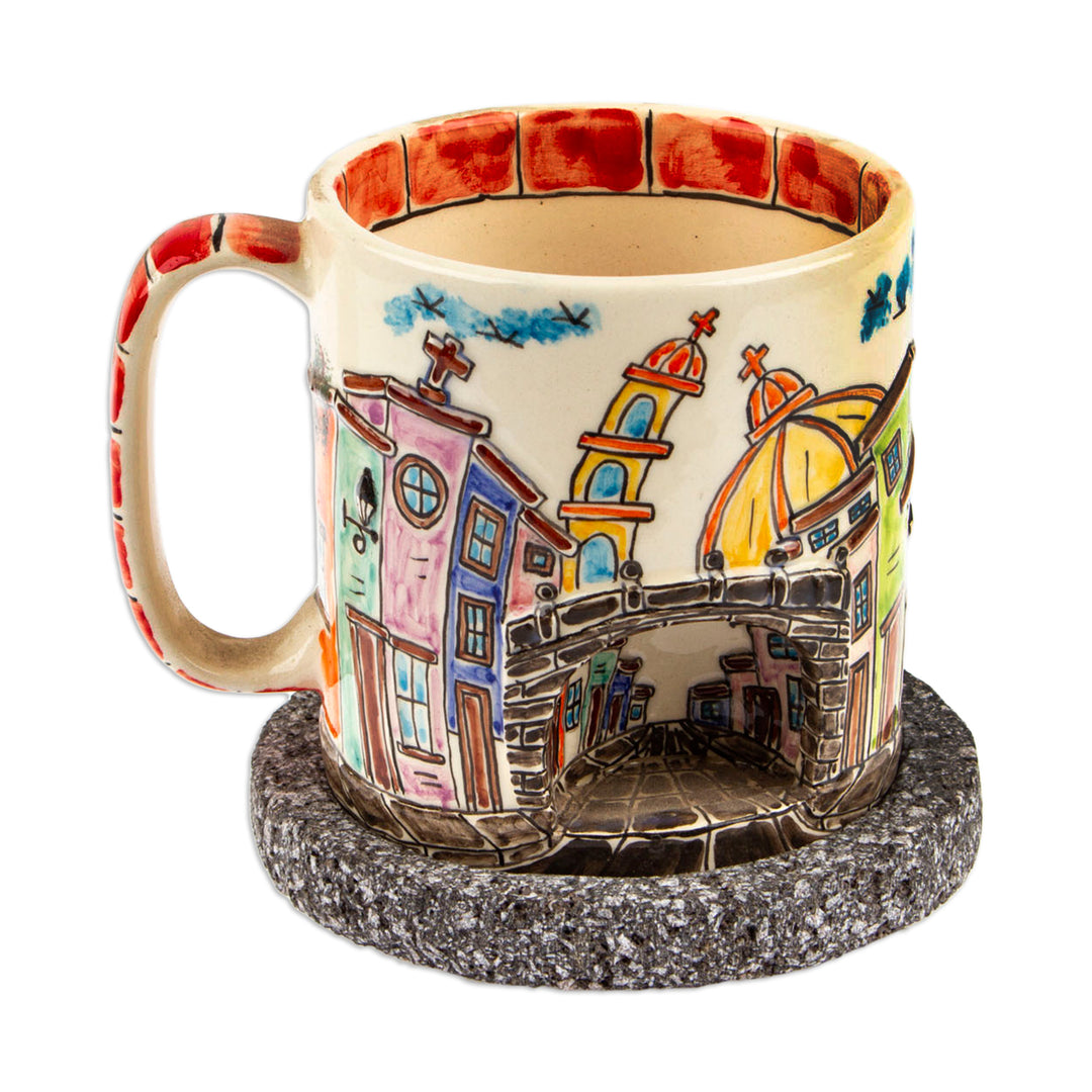 Mexican Street Ceramic Decorative Mug with Basalt Saucer - Mexican Street