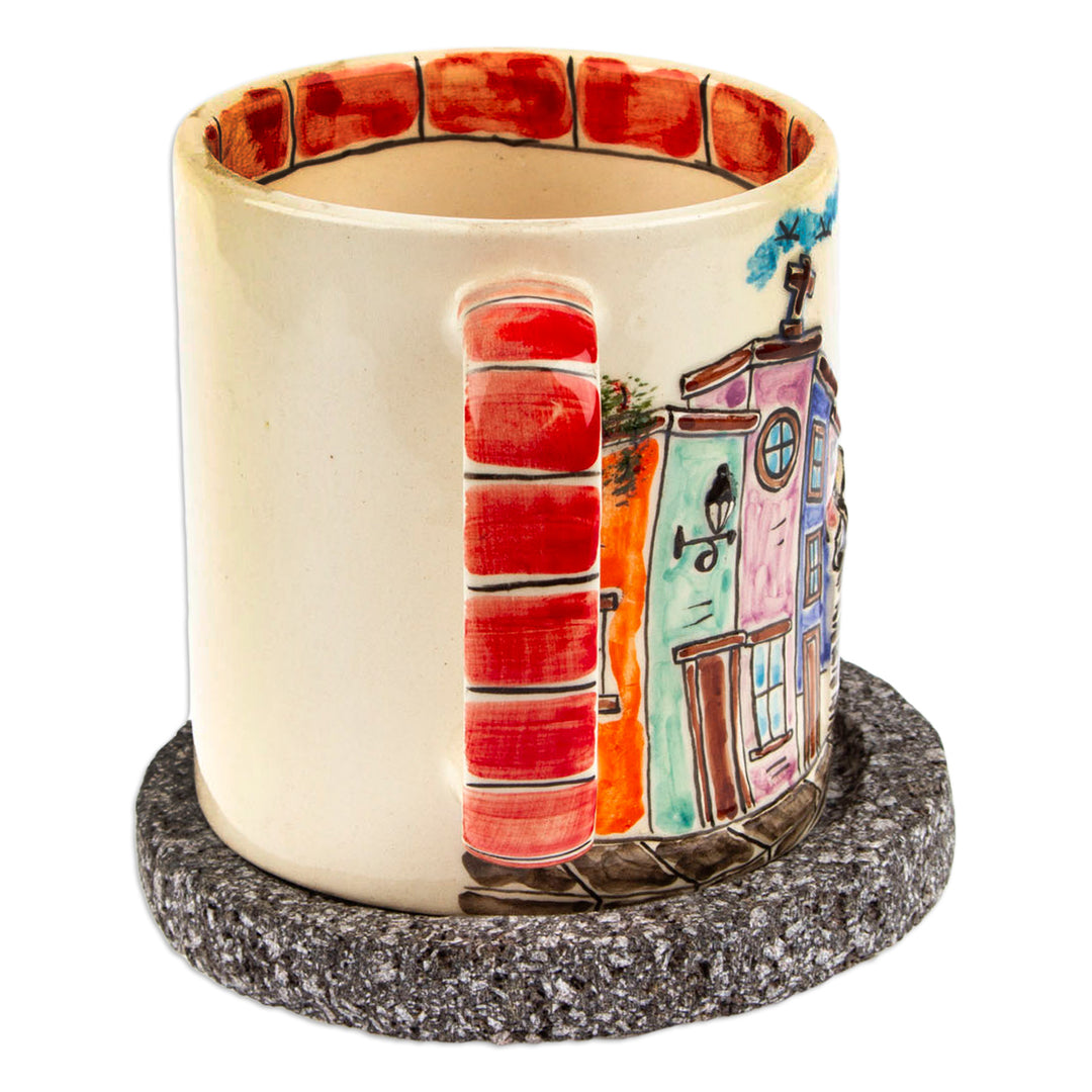 Mexican Street Ceramic Decorative Mug with Basalt Saucer - Mexican Street