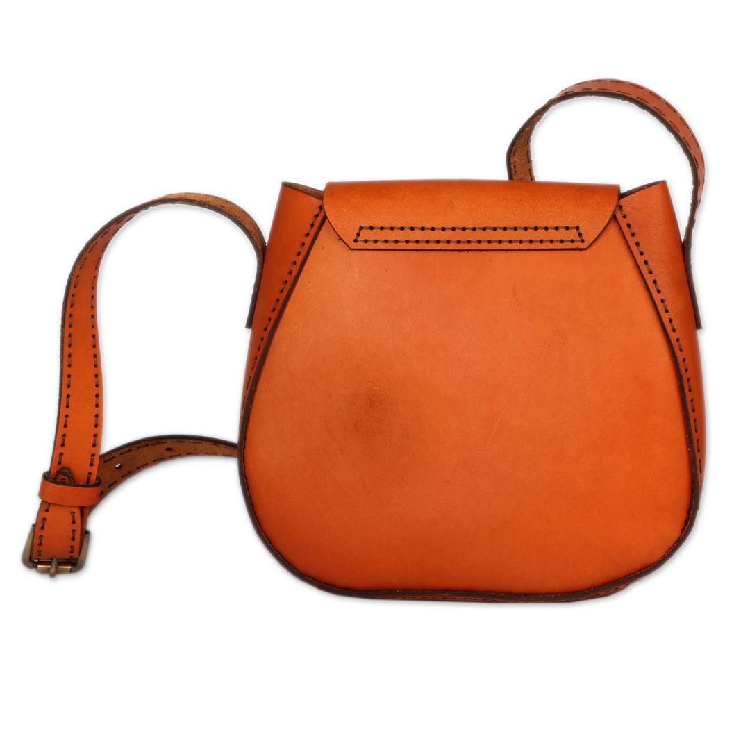 Handcrafted 100% Leather and Agate Sling Bag in a Brown Hue - Autumn Horizon
