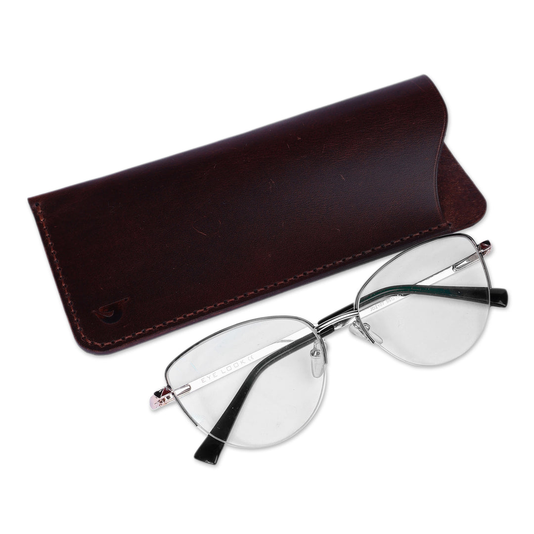 Cocoa Brown 100% Leather Eyeglass Case Crafted in Armenia - Cocoa Glimpses