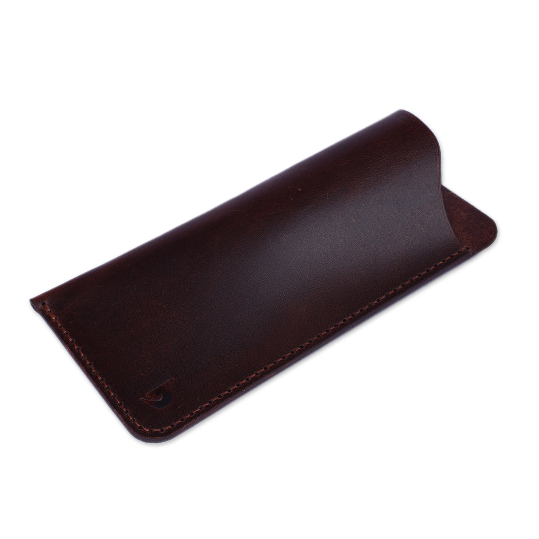 Cocoa Brown 100% Leather Eyeglass Case Crafted in Armenia - Cocoa Glimpses