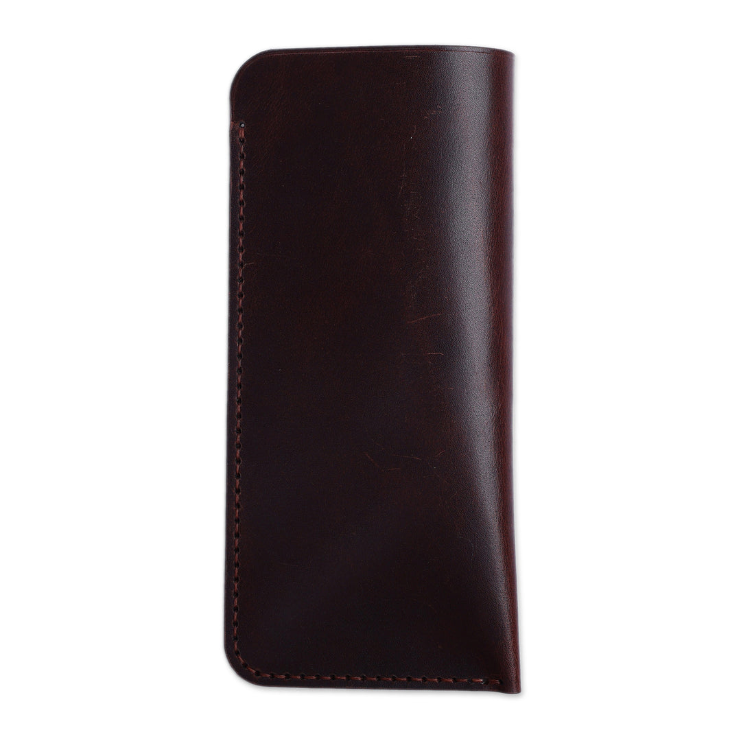 Cocoa Brown 100% Leather Eyeglass Case Crafted in Armenia - Cocoa Glimpses
