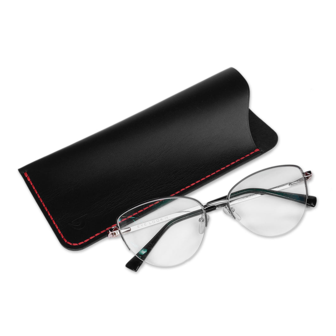 Red and Black 100% Leather Eyeglass Case Crafted in Armenia - Fiery Glimpses