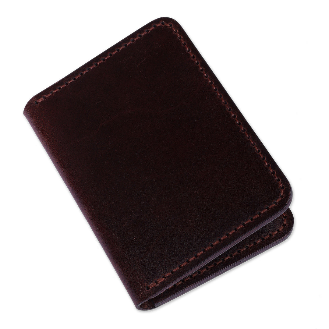 Dark Brown 100% Leather Bi-Fold Card Holder Made in Armenia - Chocolate Wealth