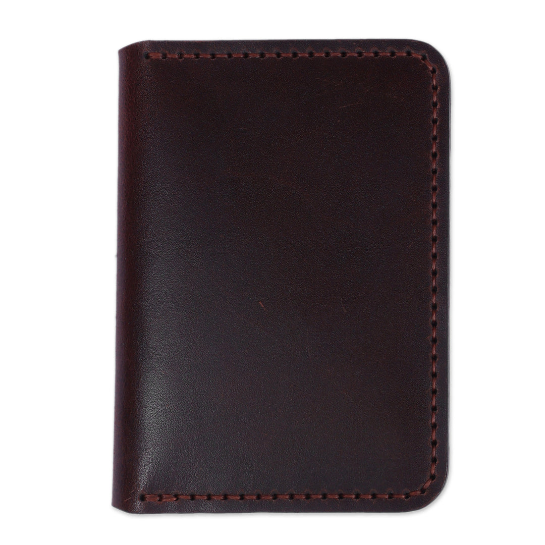 Dark Brown 100% Leather Bi-Fold Card Holder Made in Armenia - Chocolate Wealth