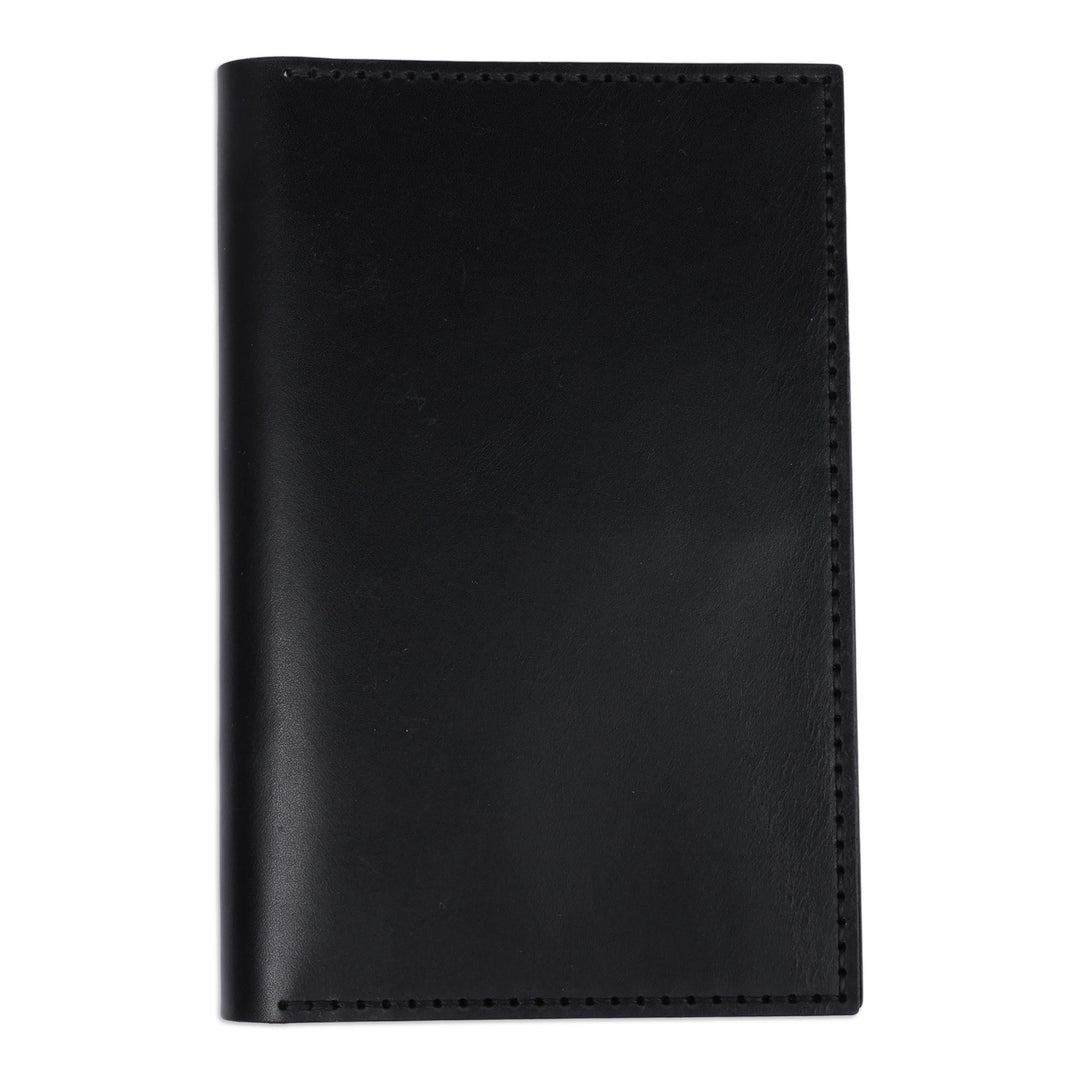 Handcrafted Black 100% Leather Passport Holder from Armenia - Voyages in Black