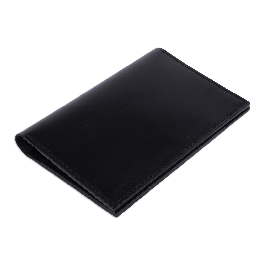 Handcrafted Black 100% Leather Passport Holder from Armenia - Voyages in Black