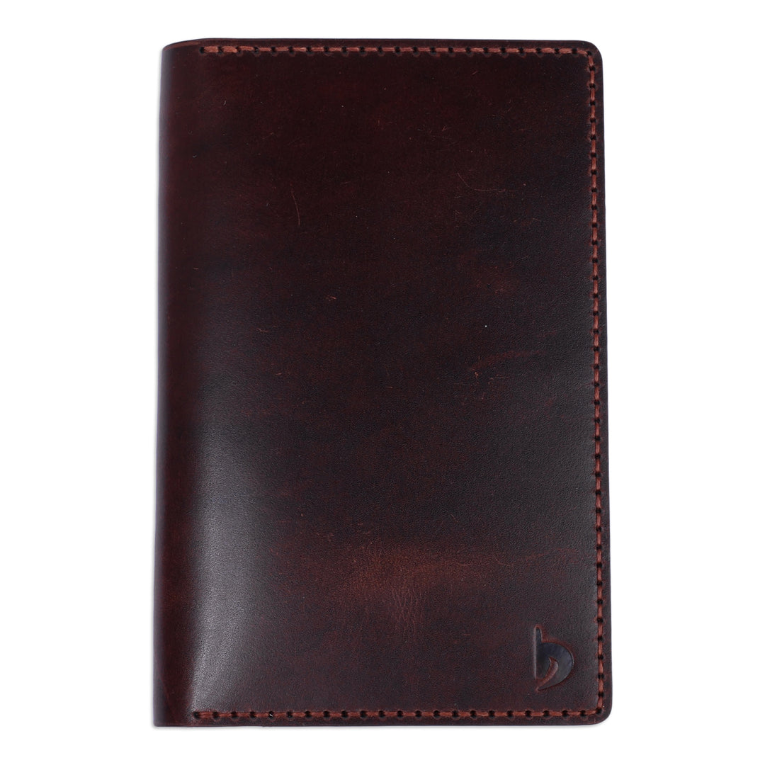Travel-Friendly Dark Brown 100% Leather Passport Holder - Voyages in Chocolate