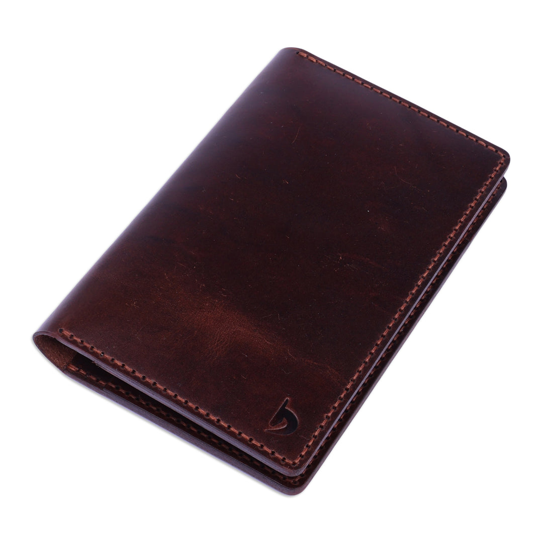 Travel-Friendly Dark Brown 100% Leather Passport Holder - Voyages in Chocolate