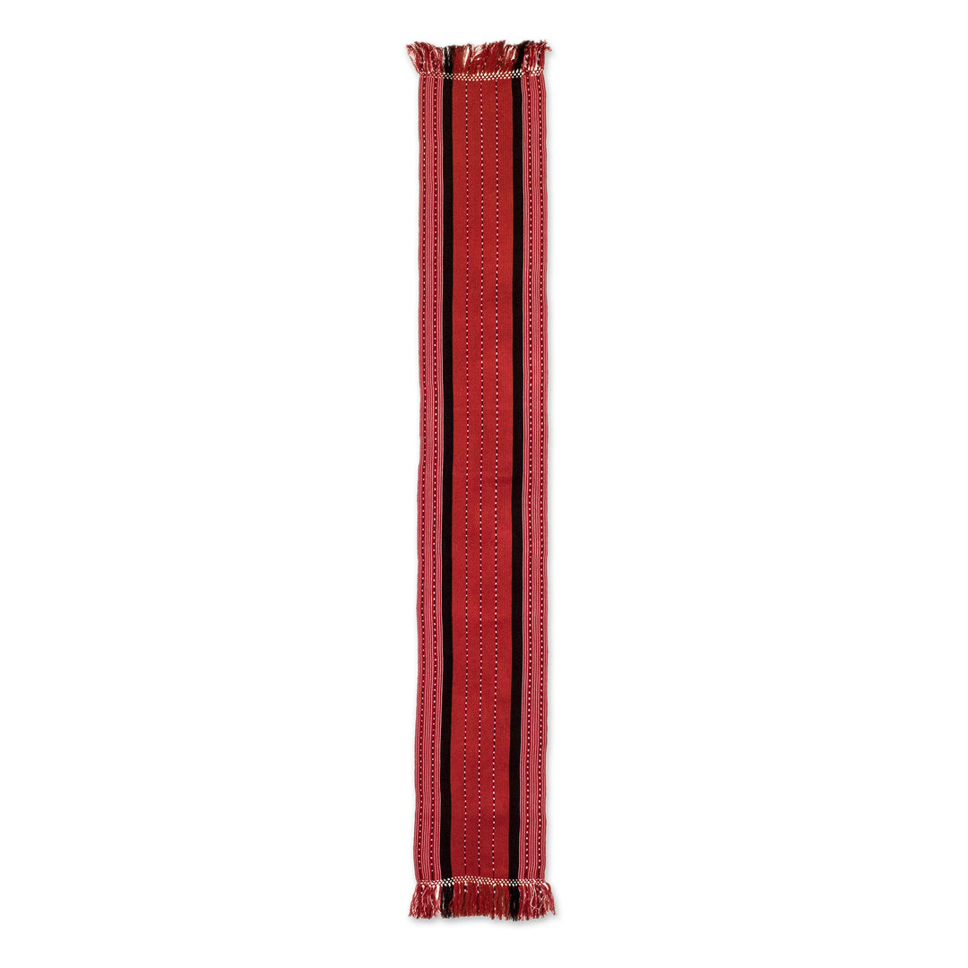 Red and Black 100% Cotton Table Runner Woven in Guatemala - Flaming Paths