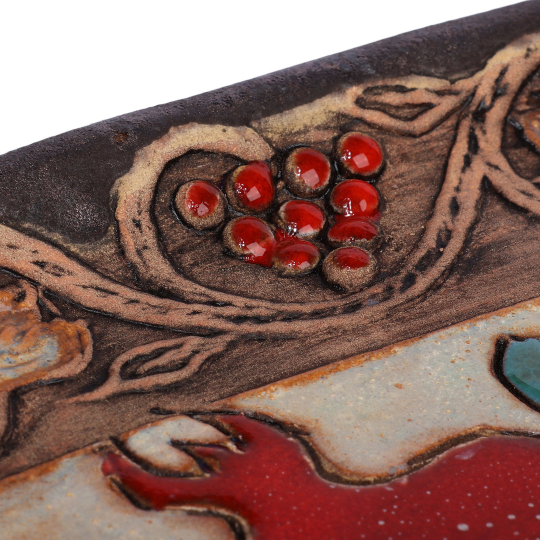 Antiqued Pomegranate Decorative Plate in a Glazed Finish - Royal Pomegranate