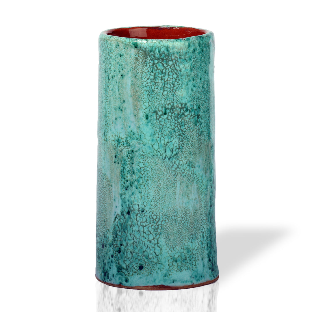 Armenian-Inspired Handmade Glazed Turquoise Ceramic Vase - Girl of Tsiran