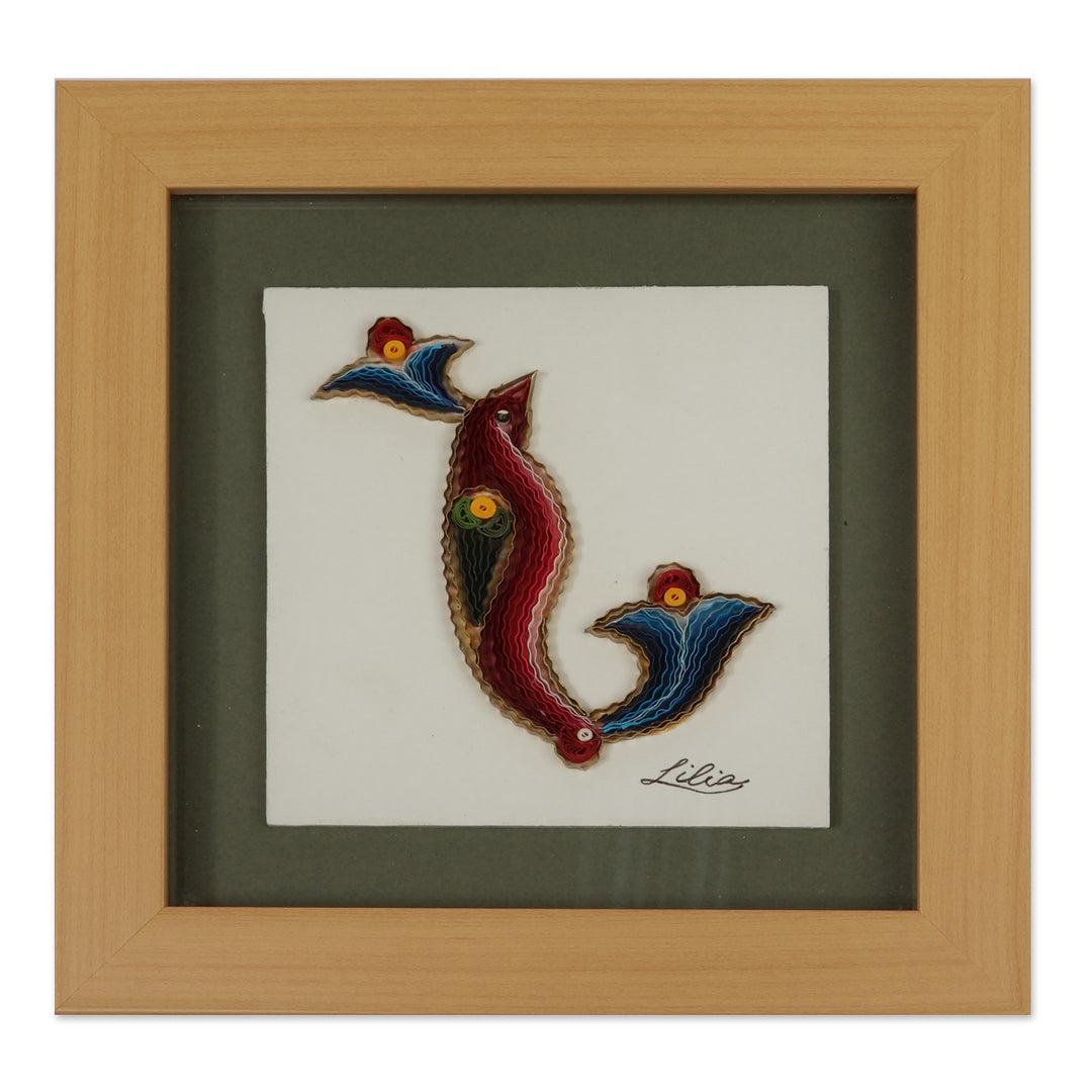Artisan-Made Bird Alphabet-Themed Paper Letter N Wall Accent - N Feathers