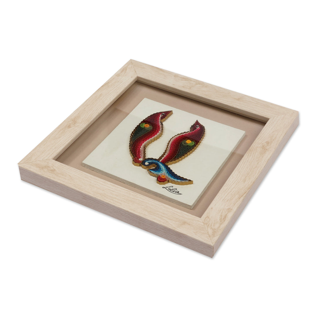 Fair Trade Bird Alphabet-Themed Paper Letter A Wall Accent - A Feathers