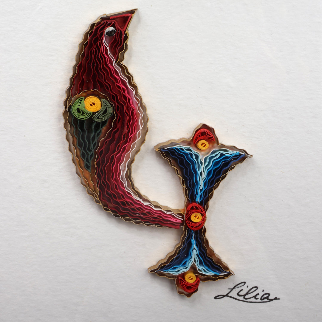 Traditional Bird Alphabet-Themed Paper Letter K Wall Accent - K Feathers