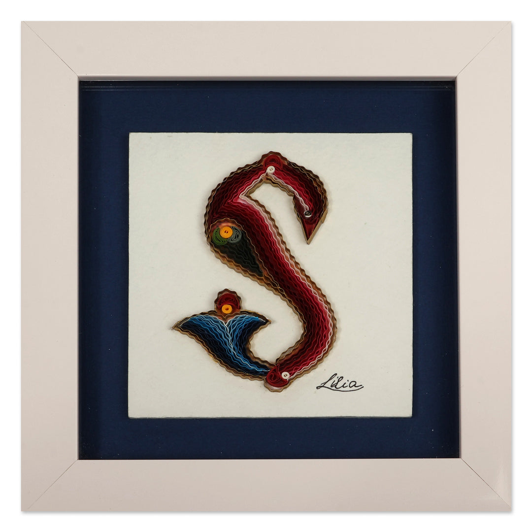 Bird Alphabet-Themed Paper Letter T Wall Accent from Armenia - T Feathers
