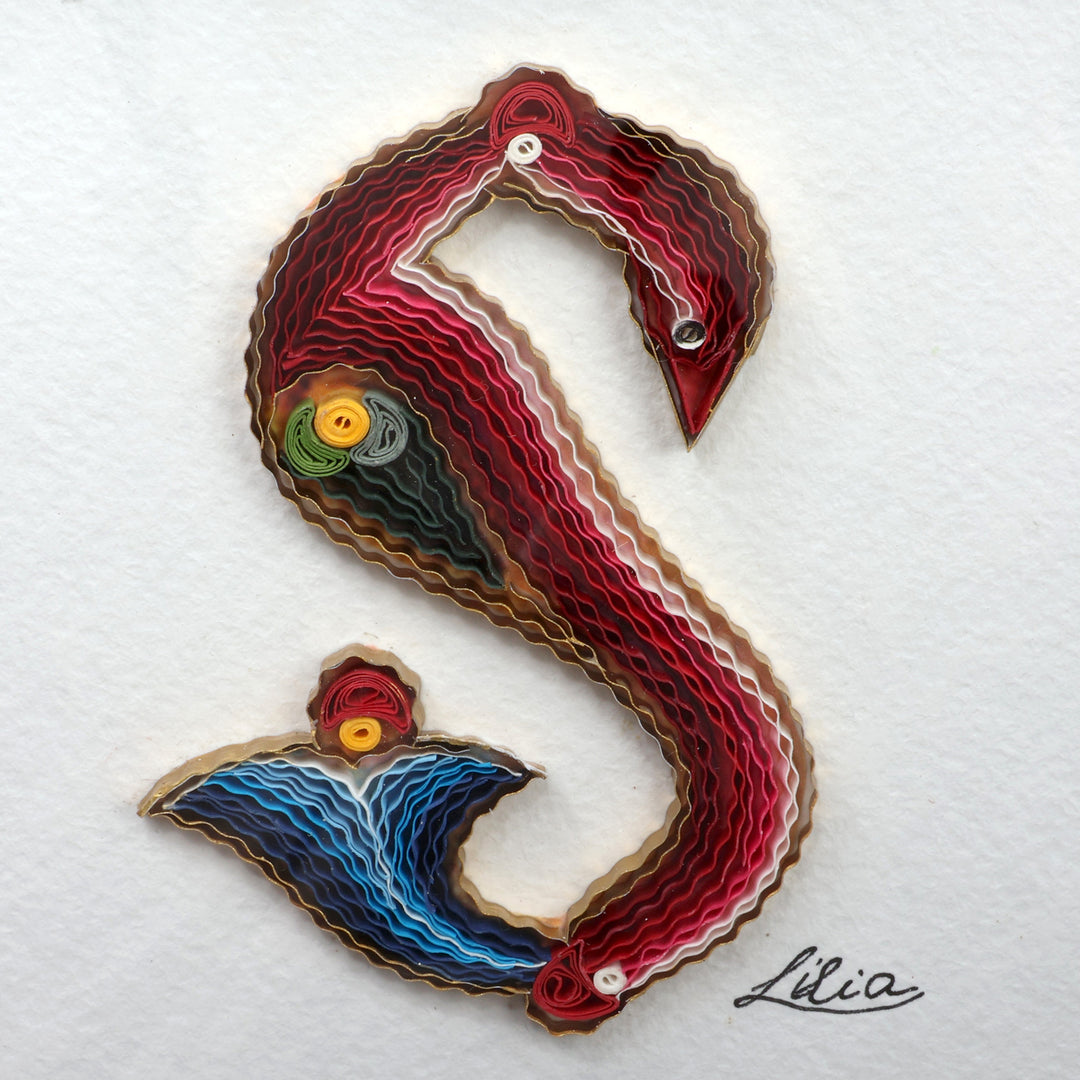 Bird Alphabet-Themed Paper Letter T Wall Accent from Armenia - T Feathers