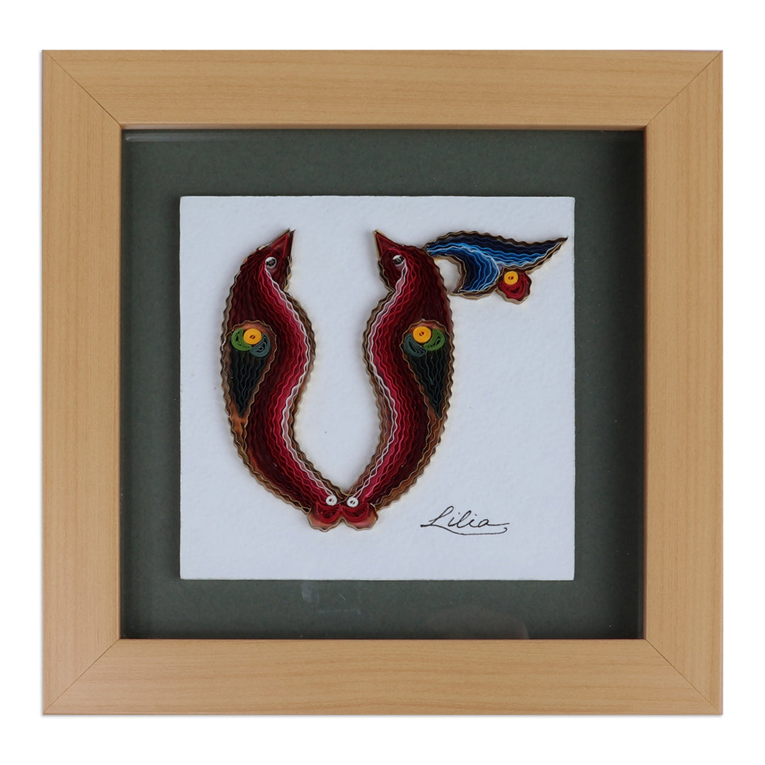 Fair Trade Bird Alphabet-Themed Paper Letter M Wall Accent - M Feathers