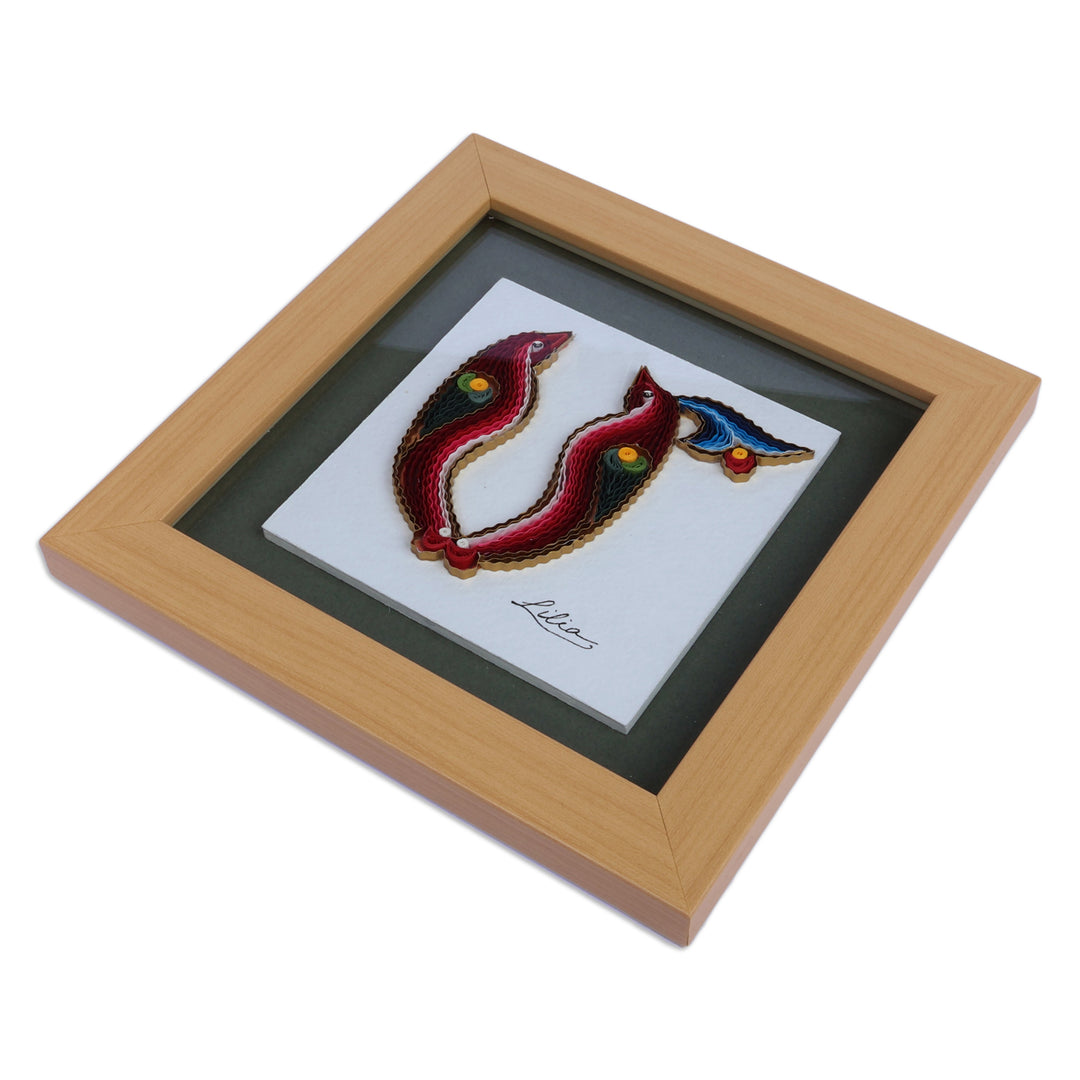 Fair Trade Bird Alphabet-Themed Paper Letter M Wall Accent - M Feathers