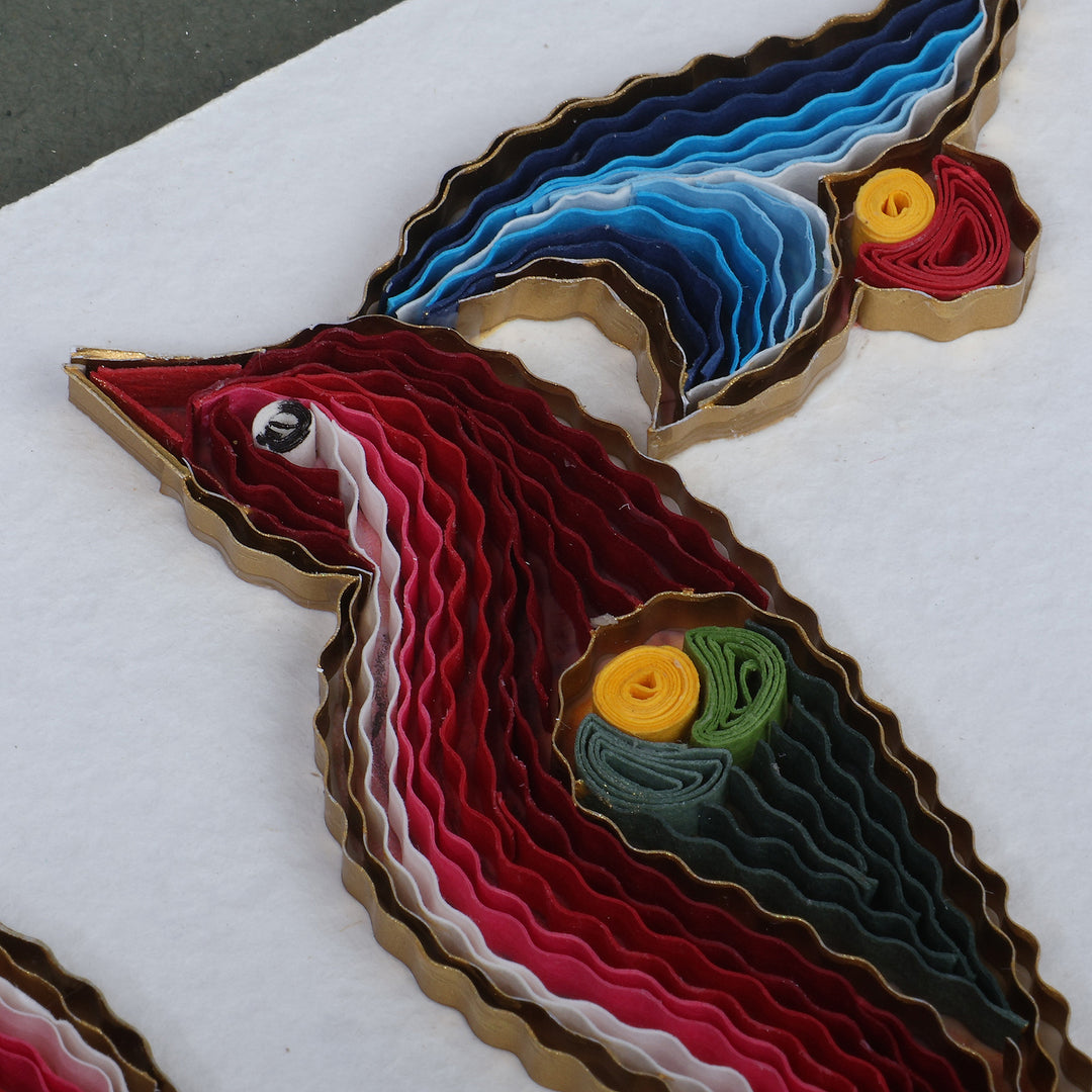 Fair Trade Bird Alphabet-Themed Paper Letter M Wall Accent - M Feathers